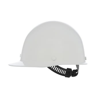 MSA 454618 Skullgard Cap Style Safety Hard Hat with Staz-on Pinlock Suspension | Non-slotted Cap, Made of Phenolic Resin, Radiant Heat Loads up to 350F - Standard Size in White