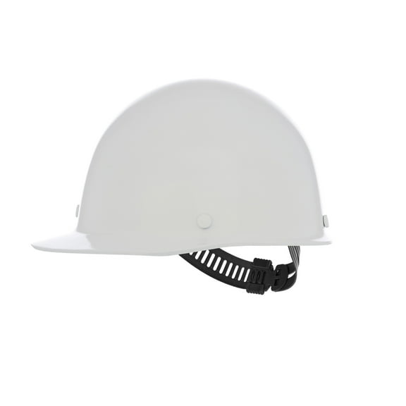 MSA 454618 Skullgard Cap Style Safety Hard Hat with Staz-on Pinlock Suspension | Non-slotted Cap, Made of Phenolic Resin, Radiant Heat Loads up to 350F - Standard Size in White