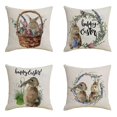 thumbnail image 1 of 18X18 Inch Set of 4 Easter Pillow Covers Rabbit Bunny Throw Cushion Cover Happy Easter Spring Decor, 1 of 5