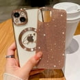 thumbnail image 2 of Compatible with iPhone 13 Magnetic Glitter Case-6.1 Inch, Luxury Love Heart Pattern Plating Clear Case, Compatible with MagSafe for Women Girls Shockproof Back Cover-Gold, 2 of 14