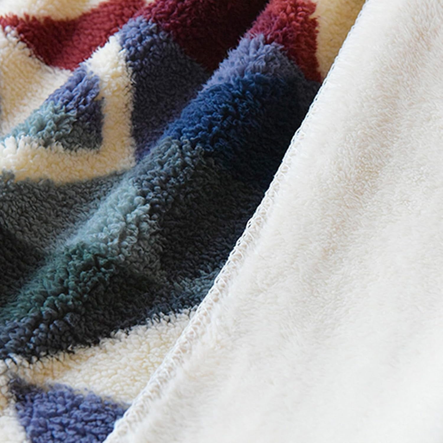 UKELER Boho Sherpa Fleece Blanket 80'' × 90'', Ultra Soft Aztec Queen Blanket for All Season, Cozy, Plush, Bohemian Throw Blanket for Bed/Couch/Sofa/Office/Camping