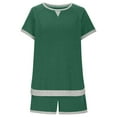 thumbnail image 6 of ZZwxWA Shorts Sets for Women Summer Casual 2 Piece Outfits Short Sleeve Tops and Drawstring Shorts Color Block Sweatsuit, 6 of 6