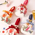 thumbnail image 3 of Wedding Candy Bag Portable Drawstring Party Gift Goodie Candy Packing Bag Creative Floral Handheld Canvas Gift Storage Bag, 3 of 4