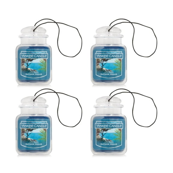Yankee Candle Car Jar Ultimate Hanging Car Air Fresheners, Bayside Cedar, 0.96 oz (Pack of 4)
