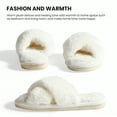 thumbnail image 5 of MiracDan Women Fuzzy Slippers Cross Band Memory Foam Indoor House Shoes Slippers Open Toe 2 Pairs Black White Home Fashion, 5 of 6