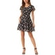 thumbnail image 2 of INSPIRE CHIC Vestido de Chifón con Cuello en V Floral de Manga Corta con Cierre de Encaje y Cremallera S Negro B, 2 of 5