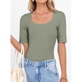 thumbnail image 3 of ANRABESS Womens Scoop Neck Tops Half Sleeve Ribbed Knit Slim Fitted T Shirts Summer Casual Basic Tee Going Out Shirts, 3 of 10