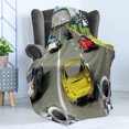 thumbnail image 4 of Cars Soft Flannel Fleece Blanket, Car Racing Speedyspired Illustration Need for Speed Road Competition Motorsports Theme, Cozy Plush for Indoor and Outdoor Use, 50" x 70", Multicolor, by Ambesonne, 4 of 5