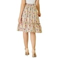 thumbnail image 3 of INSPIRE CHIC Women's Skirts Knee Length Elastic Waist A-Line Flowy Tiered Ruffle Floral Skirt S Multicolor, 3 of 7