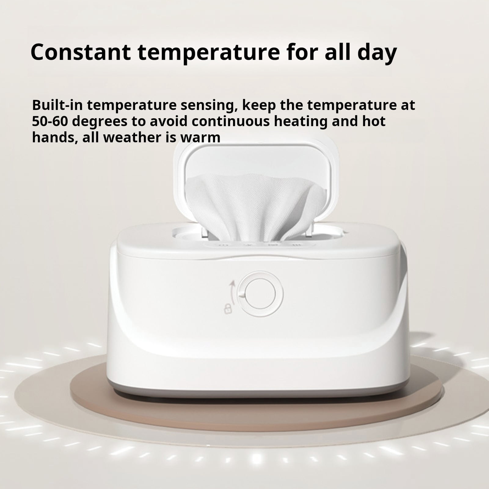 Homelife Wipes Warmer with Stainless Steel Top Heating 3 Adjustable Levels Indicator Light Constant Temperature Baby Wet Wipes Dispenser for Large Wipes Holds 80 Wipes Baby Care Essential