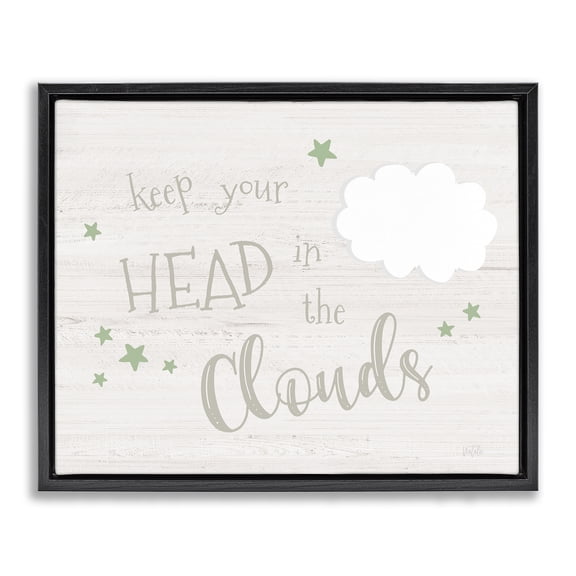 Stupell Industries Shabby Chic Head in Clouds Phrase Black Floating Frame Canvas Art, 21 x 17, by Natalie Carpentieri