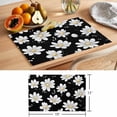 thumbnail image 6 of White Daisy Floral Placemats Set of 8 Spring Summer Flowers Black Place Mats Indoor Wipeable Table Mats Washable Cloth Dining Table Placemats for Kitchen Holiday Party Home Decor 13x19 Inch, 6 of 9