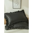 thumbnail image 3 of MOVE OVER Black Ruffle Pillowcases Queen, Silky Satin Pillow Cover Set of 2, Luxury Satin Ruffle Pattern, 2 Pack, 3 of 8
