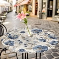 thumbnail image 6 of Blue Gray Spring Floral Round Tablecloth for 36-44 Inch Tables, Fitted Table Cover with Elastic Edge, Vintage Botanical Waterproof Outdoor Table Cloth Protector for Patio Garden Dinner Picnic, 6 of 9