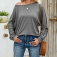 thumbnail image 1 of CEHVOM Blouse Décontractée à Manches Longues pour Femmes, Col Rond, Couture Unie, Ample et Fine, 1 of 5