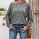 thumbnail image 2 of Blusa casual de manga larga suelta y delgada con costuras sólidas y cuello redondo para mujer Fridja  hj2726, 2 of 5