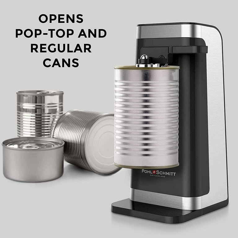 POHL SCHMITT Electric Can Opener, Easy Push Down Lever, Knife Sharpener, Bottle  Opener & Built-In Cord Storage, Opens All Standard-Size and Pop-Top Cans 
