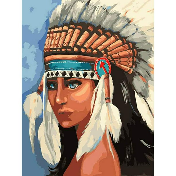 Diamond Painting (DE9014) Mujer indígena DIY 5D Art Square Picture Craft 50x70cm Hugtrwg Para estrenar