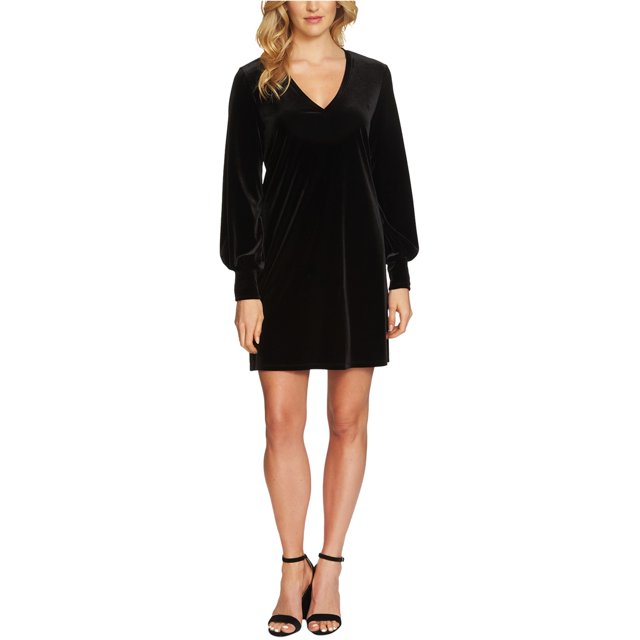 1.STATE Vestido túnica de terciopelo con mangas de obispo para mujer, negro, pequeño 1.STATE Sayo