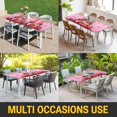 thumbnail image 5 of Red Gnomes Table Cloths for 6 Foot Rectangle Tables, Valentine's Day Love Roses Leaves Ombre Pink Patio Waterproof Elastic Fitted Tablecloths, Washable Rectangular Table Cover for Camping, 5 of 8