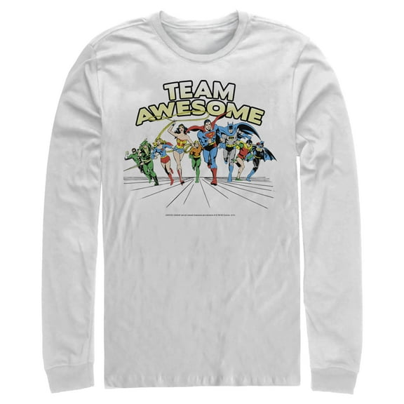 Men's Justice League Team Awesome Perspective  Long Sleeve Shirt White Small