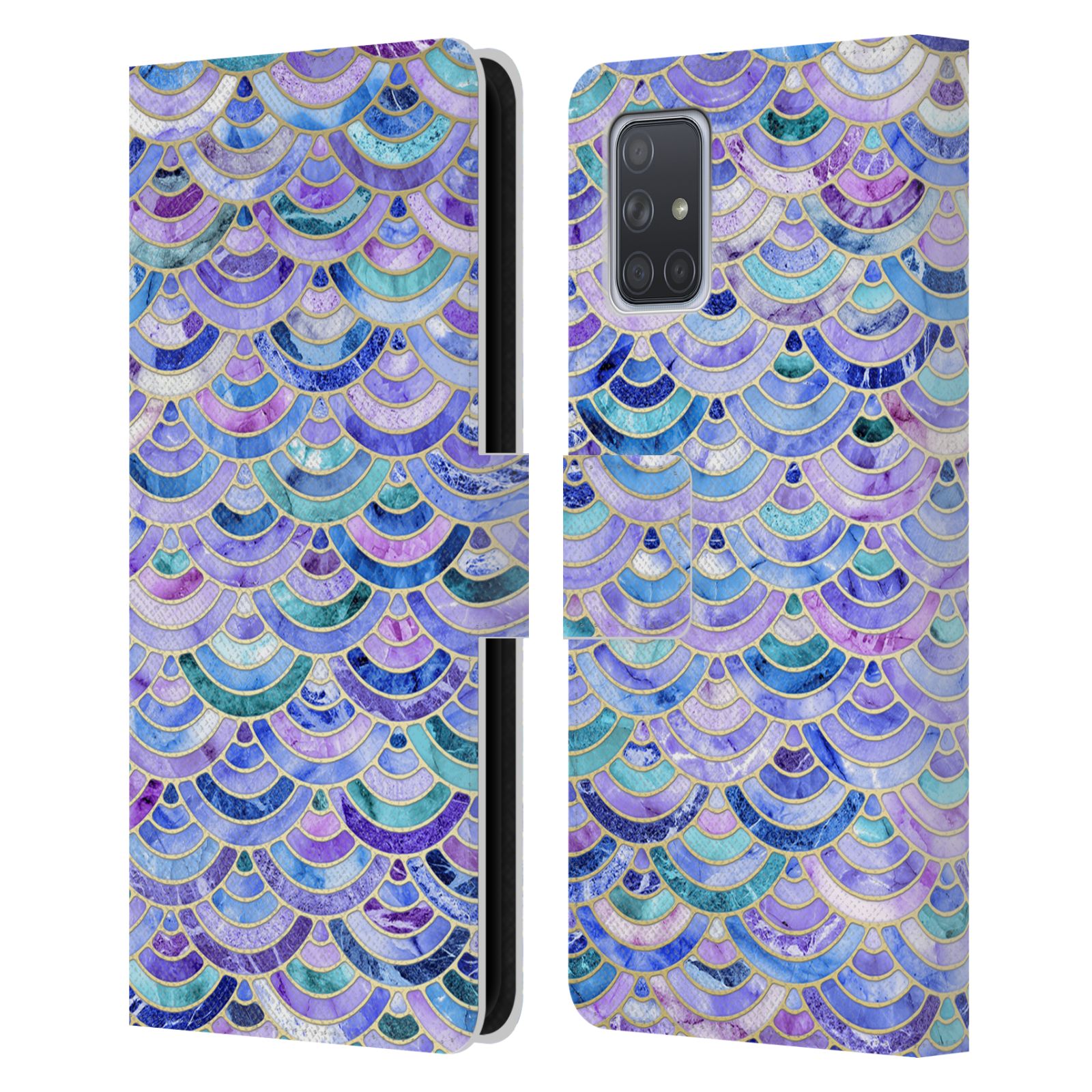 Head Case Designs Officially Licensed Micklyn Le Feuvre Marble Patterns Mosaic In Amethyst And Lapis Lazuli Leather Book Case Compatible with Samsung Galaxy A71 (2019) - image 1 of 6