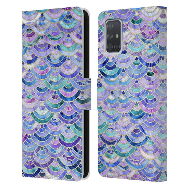 Head Case Designs Officially Licensed Micklyn Le Feuvre Marble Patterns Mosaic In Amethyst And Lapis Lazuli Leather Book Case Compatible with Samsung Galaxy A71 (2019)