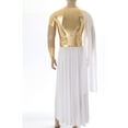 thumbnail image 3 of TiaoBug Men's Ancient Greek Toga Costume Short Sleeve Tunic Robe With Gold Metal Wristband Halloween Party Cosplay White L, 3 of 7