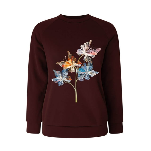 VBARHMQRT Chandail à Capuche Miles Morales pour Femmes, Col Rond, Manches Longues Raglan, Imprimé Papillon