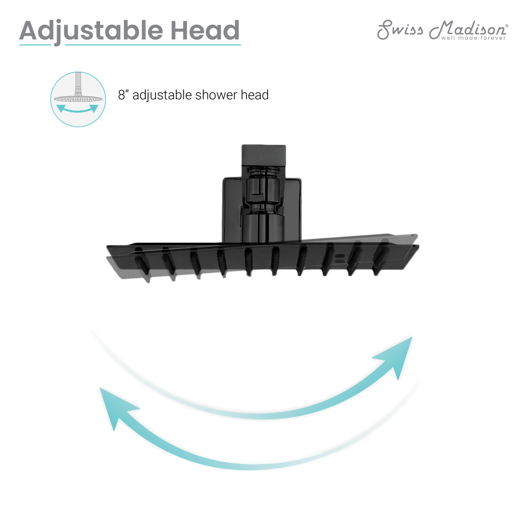 Concorde Single-Handle 1 Spray 8" Wall Mounted Fixed Shower Head in Matte Black (Valve Included)