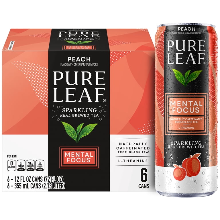 Pure Leaf Mental Focus Sparkling Peach Iced Tea, 12 fl oz, 6 Pack photo 1