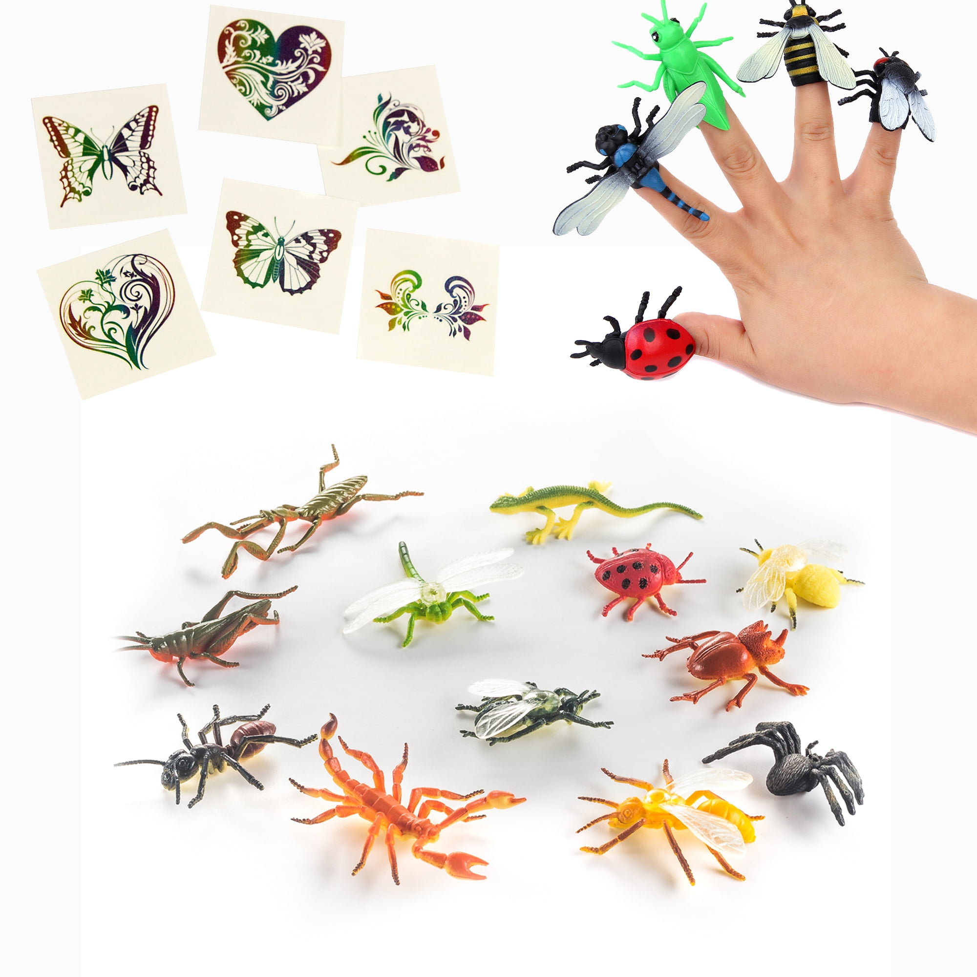 Fun Central (BC829) 3 packs Assorted Insect Figures Party Pack, Plastic Bug Toys, Small Plastic
