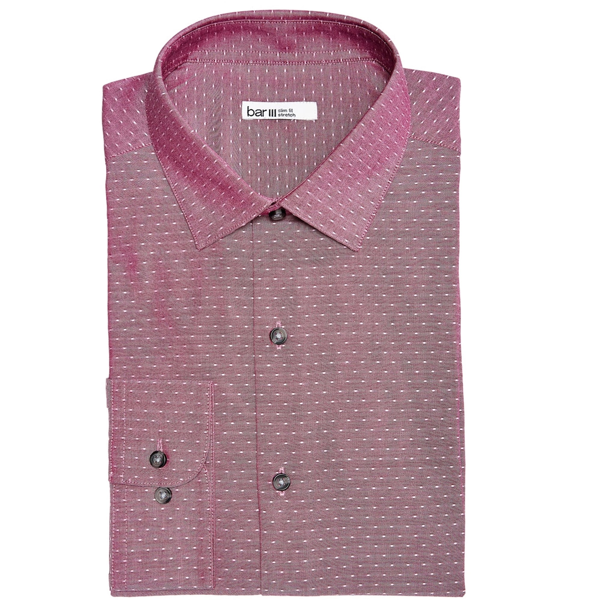 Bar Iii Mens Dobby Dot Button Up Dress Shirt Pink 16 16.5 Neck 34 35 Sleeve Other