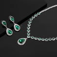 thumbnail image 6 of Juwaliy Women Bridal Wedding Jewelry Set Teardrop Crystal Necklace Earrings for Bride Bridesmaid Party Prom Gifts Green, 6 of 7