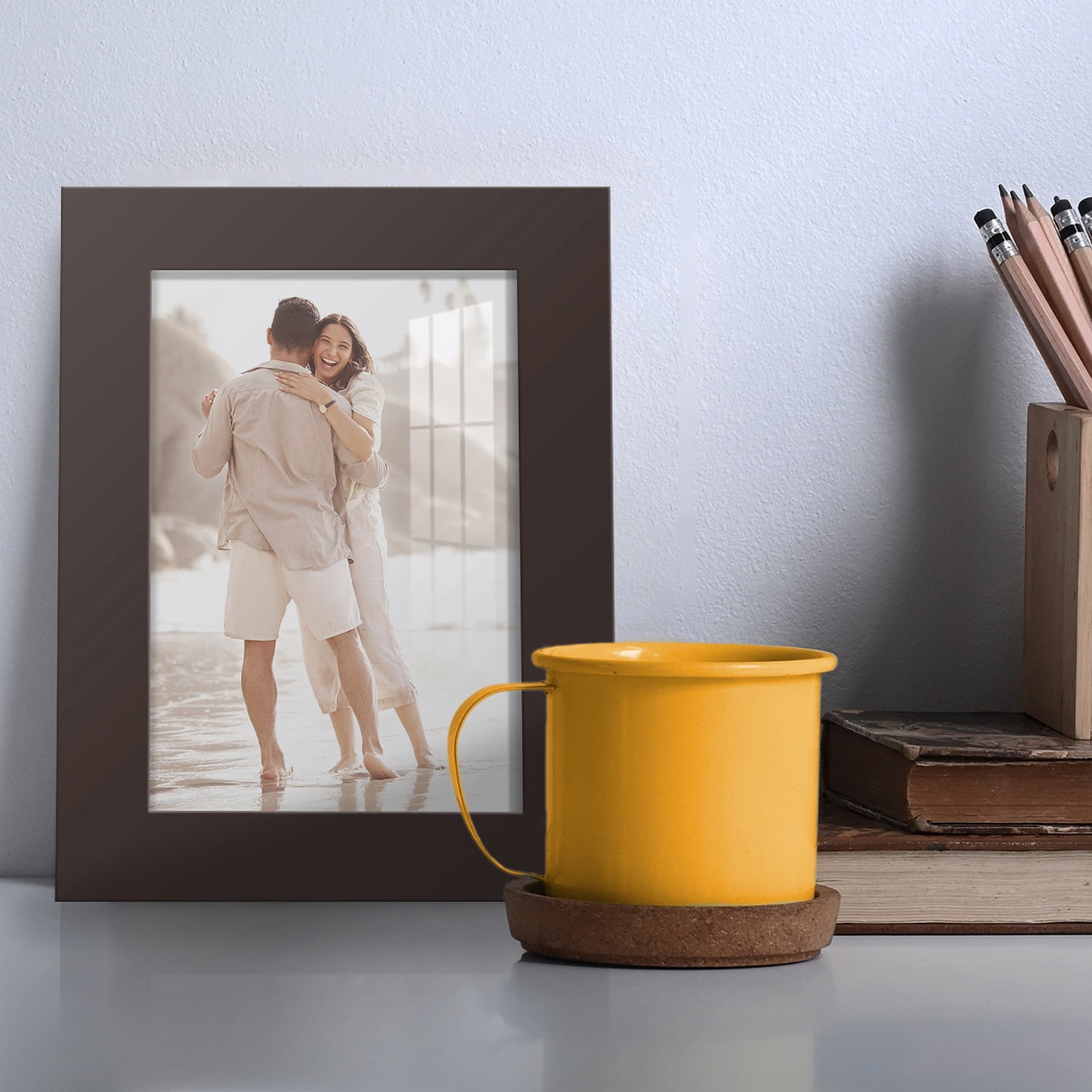 Modern 3.5 in. x 5 in. Brown Picture Frame (Set of 2)