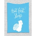 thumbnail image 1 of Sleep Tapestry, First Sleep Message with a Lamb and Swirls Grunge Style Stained Background, Wall Hanging for Bedroom Living Room Dorm Decor, 40W X 60L Inches, Pale Blue White, by Ambesonne, 1 of 2