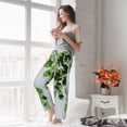 thumbnail image 6 of Picia Watercolor Green Leaves Womens Soft Woven Cotton Elastic Waistband Sleep Pajama Pant Lounge Sleep Pant With Pockets And Drawstring-Large, 6 of 9