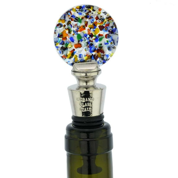 GlassOfVenice Murano Glass Multicolor Round Bottle Stopper