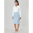 thumbnail image 3 of DARING DIVA Women's Ruched Bodycon Midi Pencil Skirt M Light Blue, 3 of 6