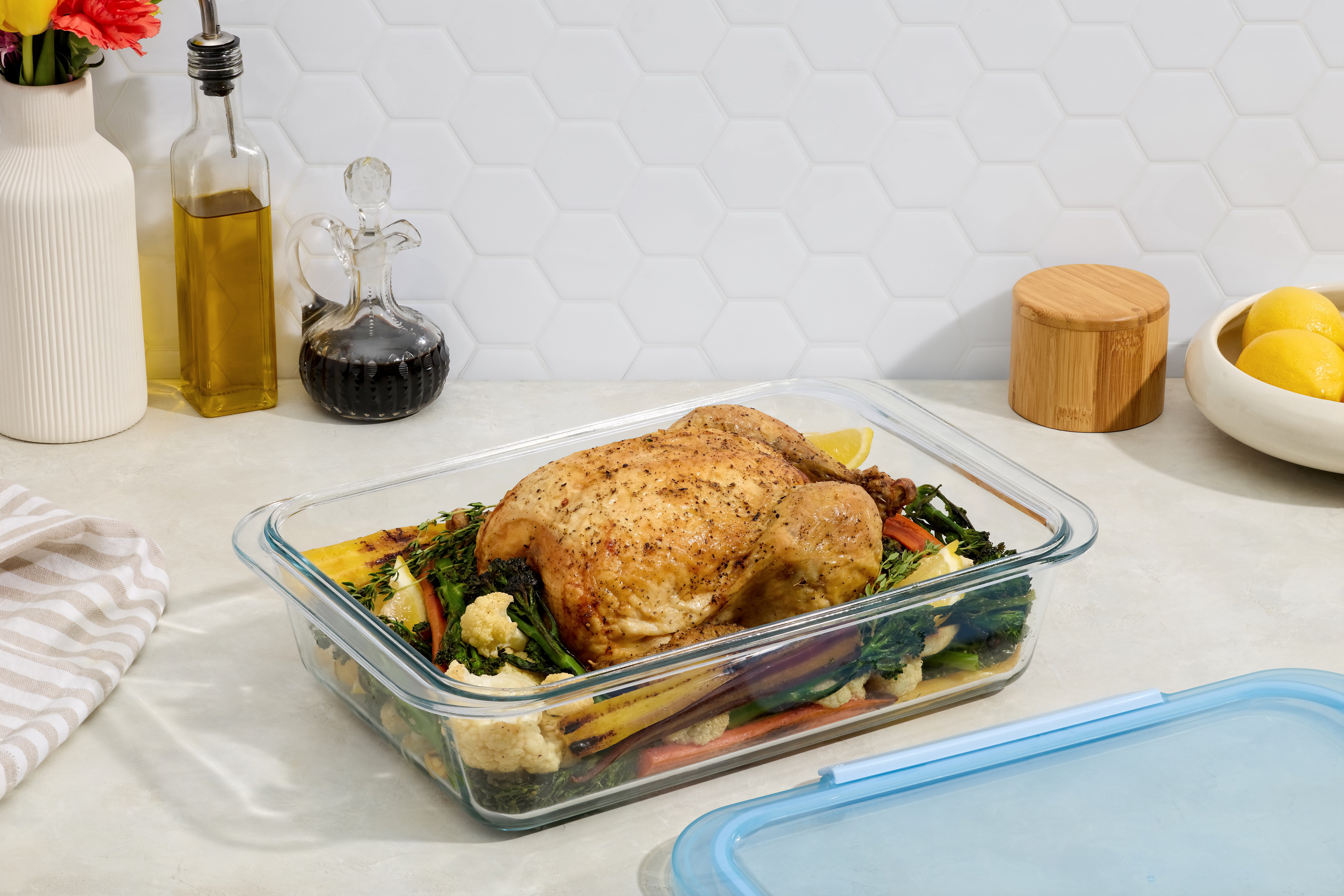 Ello Color Lock 9x13 Glass Baking Dish with Lid, Windy Blue photo 2