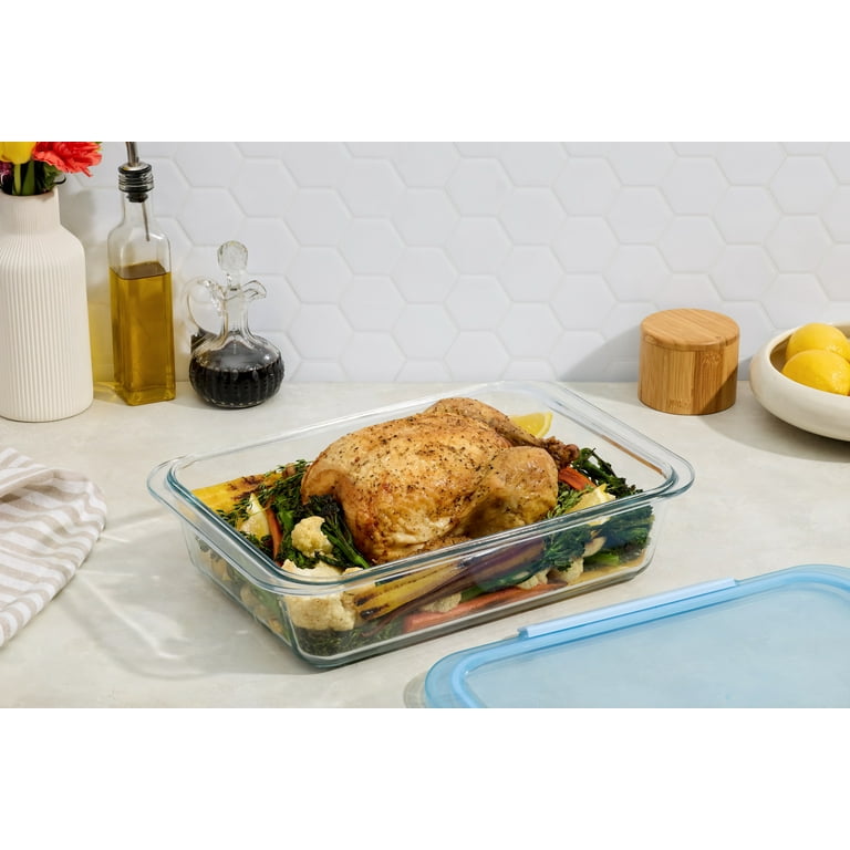Ello Color Lock Glass 9x13 Deep Bakeware Dish, Windy Blue