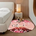 thumbnail image 3 of Pink Mountains Round Area Rug 5ft, Modern Aesthetic Cherry Blossoms Cranes Washable Non-Slip Circle Rugs for Bedroom Living Room Kitchen, Soft Low Pile Carpet for Dining Room Playroom Nursery, 3 of 9
