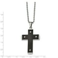 thumbnail image 2 of Stainless Steel Brushed and Polished Black Ip-plated Cross Necklace - 22 Inch - Measures 32.82mm Wide, 2 of 2