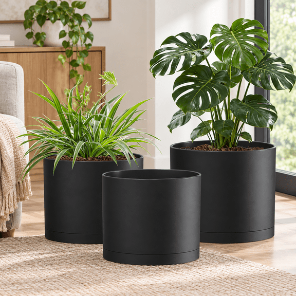 Plant Pots with Drainage Hole & Saucers