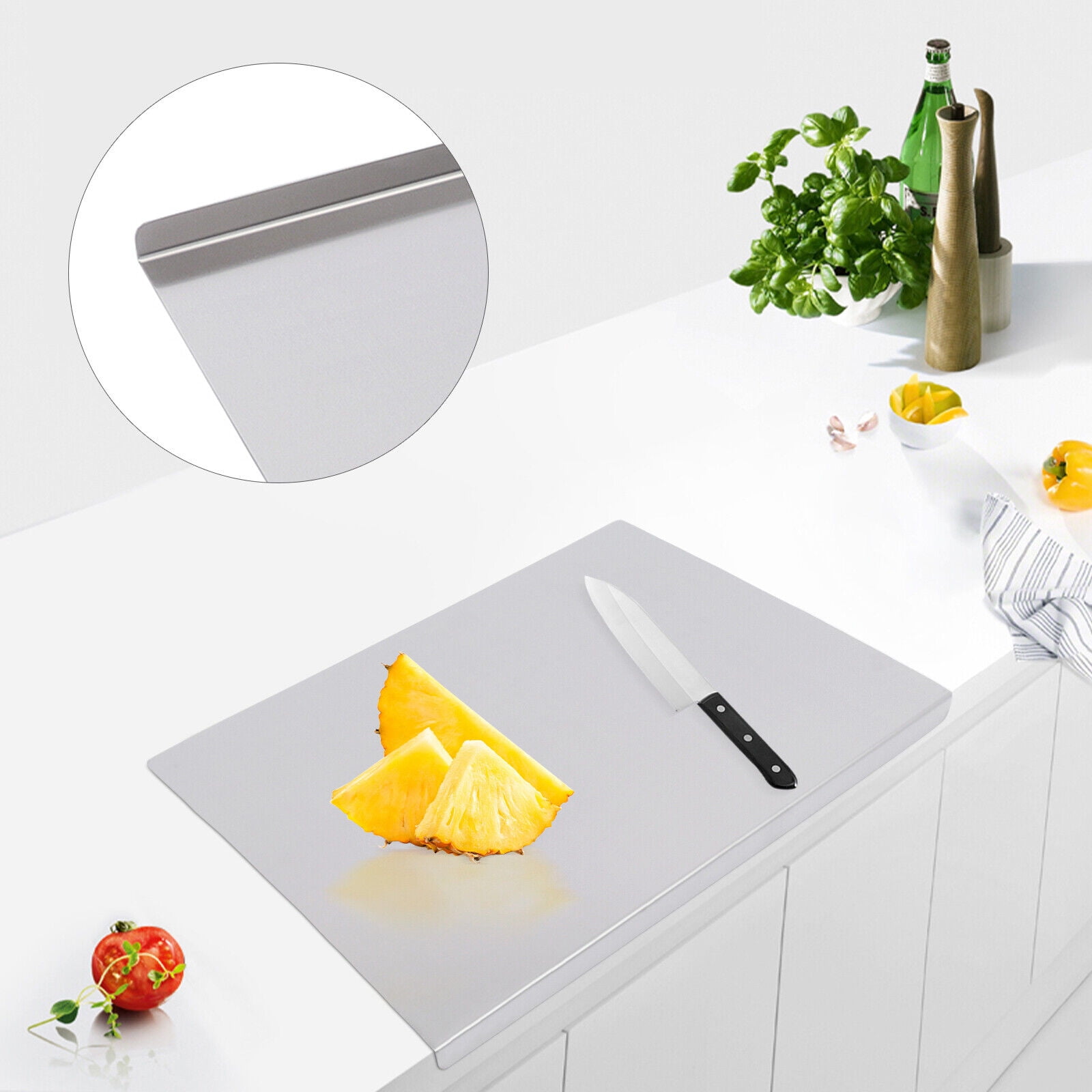 Stainless Steel Cutting Kitchen Board Chopping Board with Front Overhang