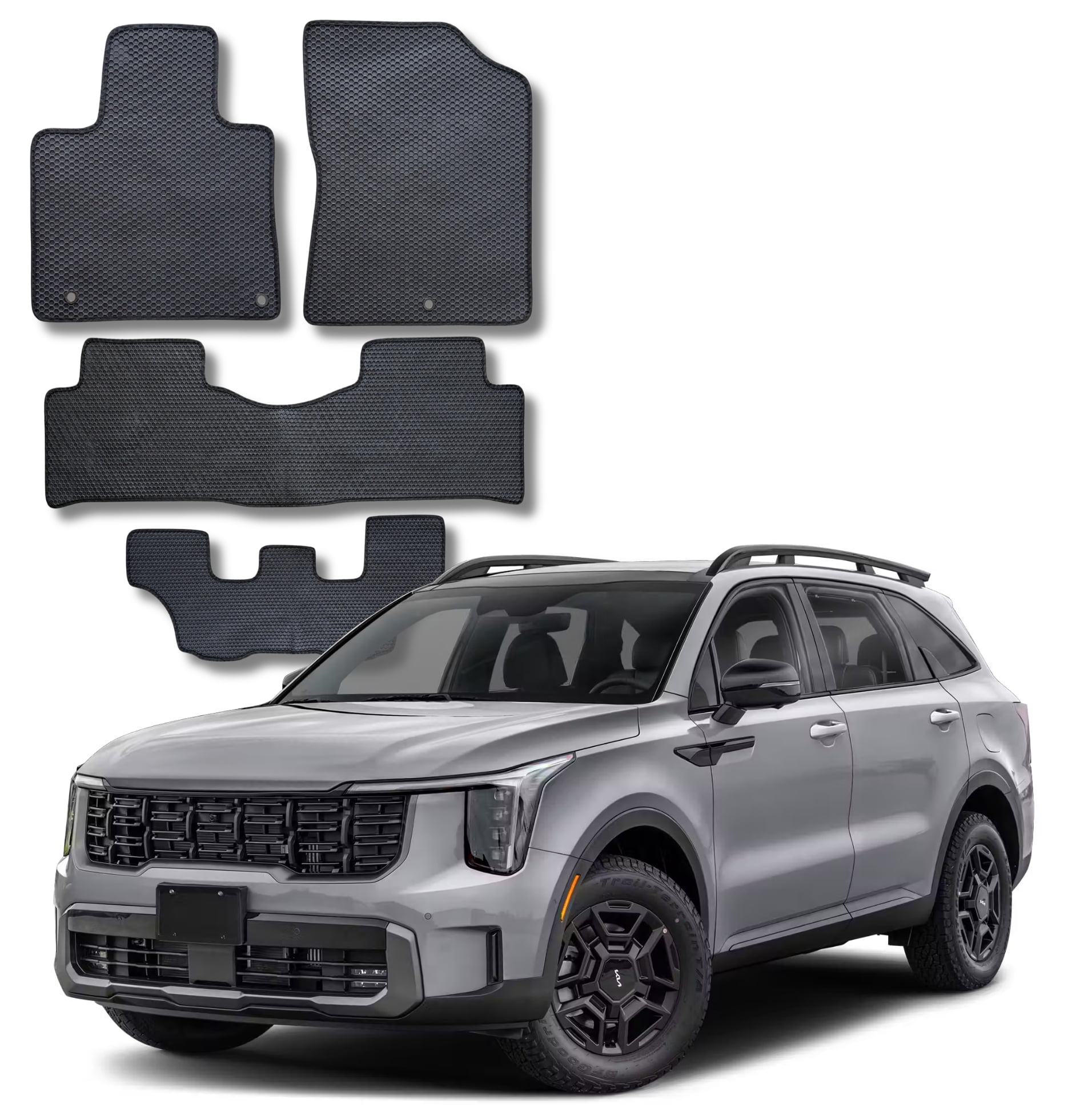 All Weather Floor Mats for 2021 to 2026 Kia Sorento Full 3 Row Set