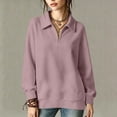 thumbnail image 2 of Half-Zip Sweatshirts for Women Zaewscy Women's /Winter Casual Long-Sleeve Hooded Sweatshirt With Zipper And Lapel Collar Pink XXL, 2 of 7