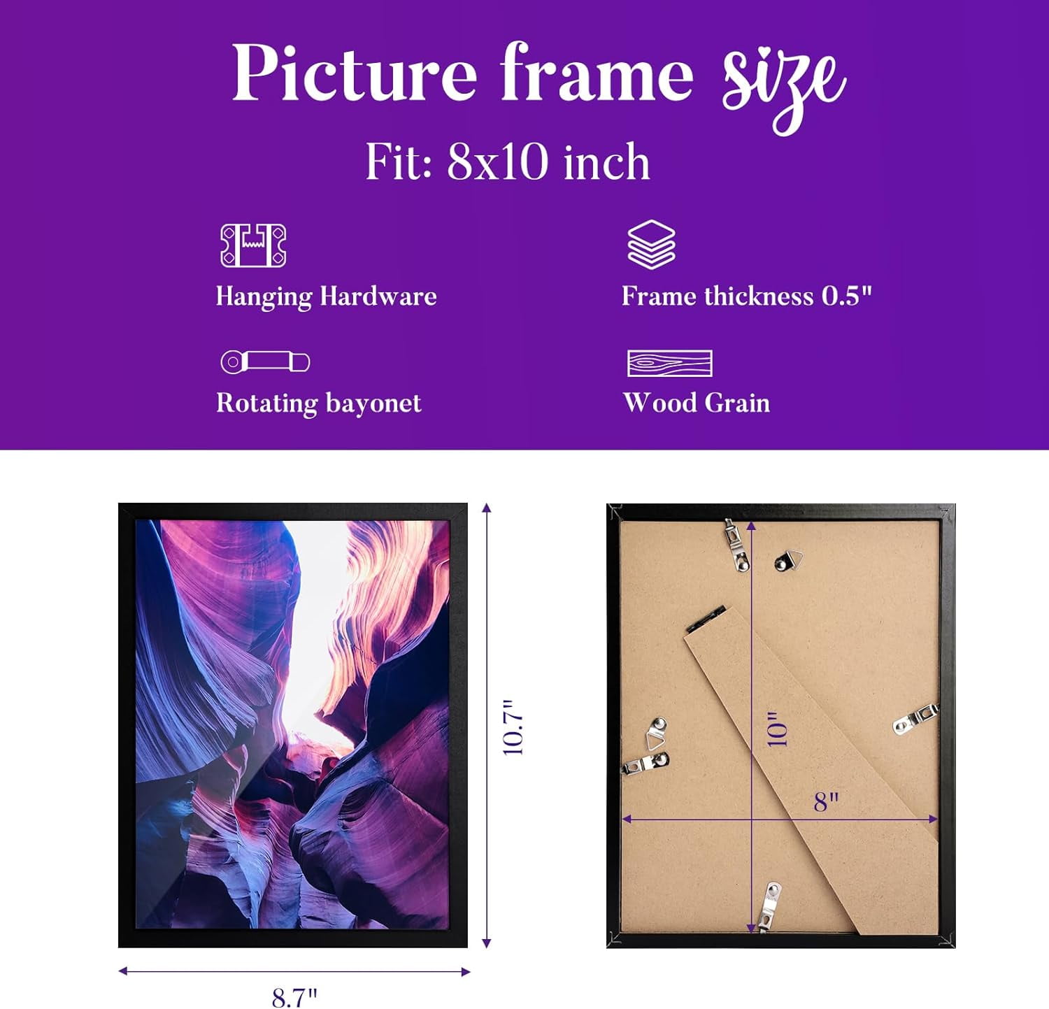 Cozymood 6 pack Black Composite Wood Picture Frames, 8 x 10 Gallery Wall Frame Set