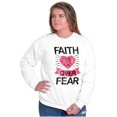 thumbnail image 5 of Faith Over Fear Breast Cancer Ribbon Women Crewneck Sweatshirt Brisco Brands S, 5 of 6