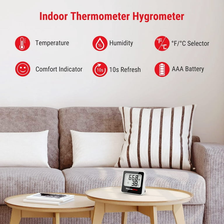 JINGT Digital Hygrometer,3 Pack Indoor Thermometer Room Humidity  Gauge,Digital Temperature Gauge Humidity Meter Indicator for  Home,Office,Greenhouse